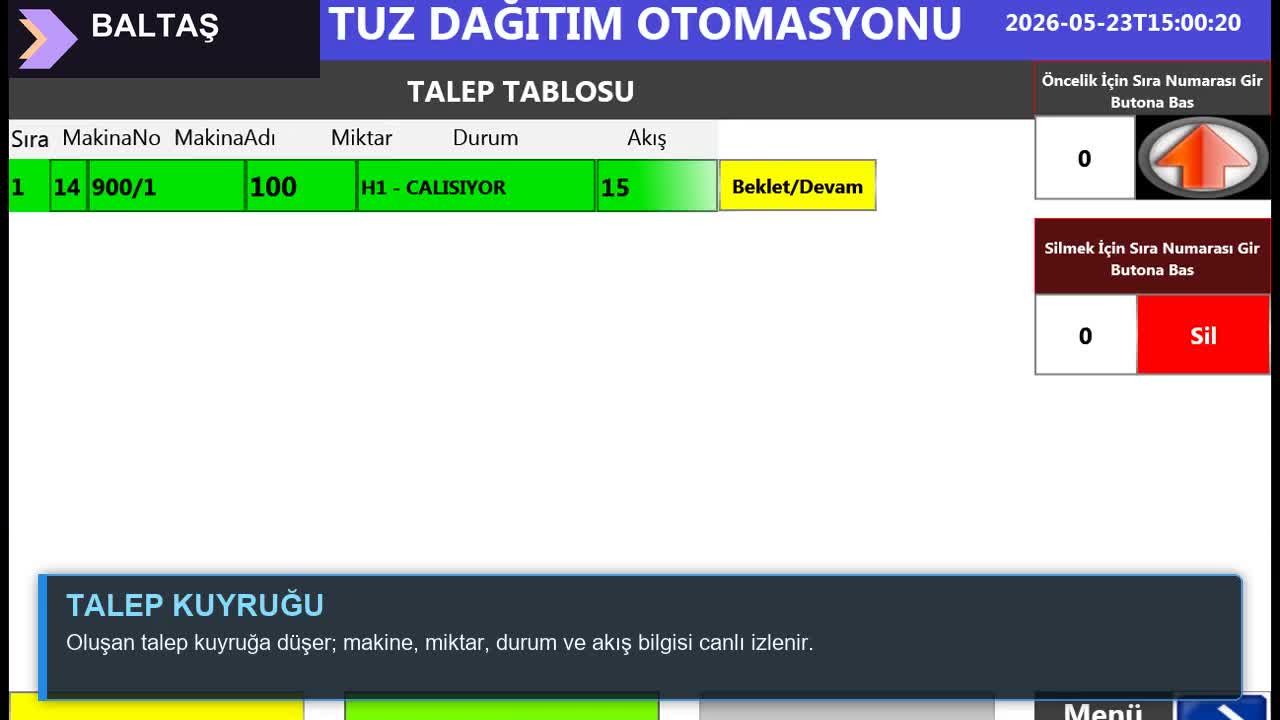 Tuz dağıtım otomasyonu tanıtım ekranı